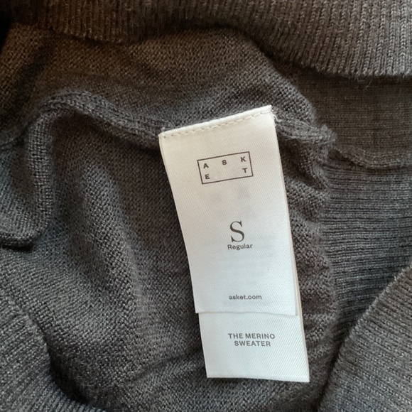 Asket The Merino Wool Crewneck Pullover Sweater Mens Size Small Gray Winter - Picture 7 of 9